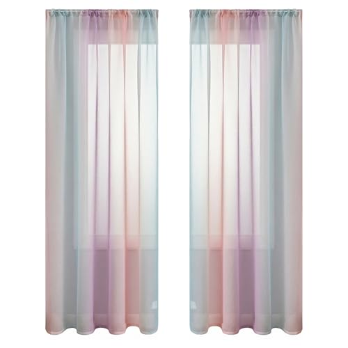 Rideau chambre d'enfant dégradé violet vert pour illuminer le salon