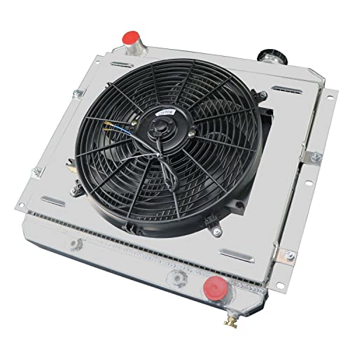Ozcoolingparts 3 Row Core All Aluminum Radiator +14" Fan W/Louver Shroud Kit For 1958-1984 59 60 79 80 81 82 83 Toyota Land Cruiser Pickup 3.9L 4.2L L6 #TOP2