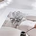 NewZenro Big CZ Flower Statement Ring for Women Fashion Dainty Gold Silver Plated Filigree Floral Adjustable Open Promise Wrap Finger Rings Comfort Fit Jewelry (Silver)