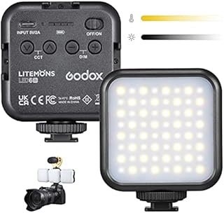 Godox LITEMONS LED6Bi Mini LED Video Light, CRI95 3200K-6500K Adjustable LED Camera Light, 1800mAh Rechargeable LED Photography Panel Light for Video Conferencing, Zoom Calls