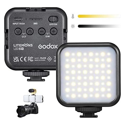 Godox LITEMONS LED6Bi Mini LED Video Light, CRI95 3200K-6500K Adjustable LED Camera Light, 1800mAh Rechargeable LED Photography Panel Light for Video Conferencing, Zoom Calls Cover