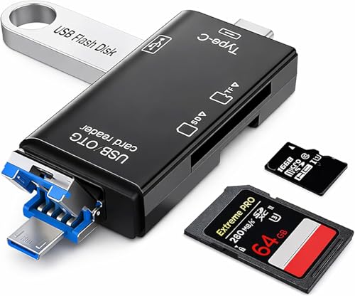 Image of SPIN CART USB 3.0 Type C & Micro USB OTG Memory Card Reader for SD /TF Cards, Laptop Phone Tablet