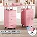 PeacefulHues Manicure Table Nail Desk, Nail Station with Electric Dust Collector, Wrist Rest and Storage Drawers Cabinet, Beauty Salon Workstation for Nail Tech, Pink