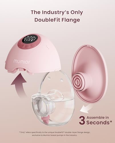 Image of Heated Base Hands Free Breast Pump, Wearable Breastfeeding Pump of Baby Heated Dustproof Base, Voice Prompts LED Display with 4 Modes &12 Levels Memory Function-24 mm, Christmas Gift,2 Pack Pink