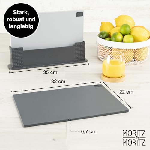 Moritz & Moritz 3x Schneidebrett Kunststoff Set - 32 x 22 cm - Im praktischen Ständer – Küchenbrett Groß – Spülmaschinengeeignet und hygienisch 2