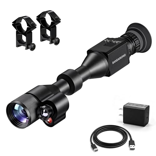 Bansainong 384x288 Thermal Scope Thermal Riflescope with Night Vision Scope & Adjustable Diopter 60Hz Refresh Rate 11 Color Palettes Dual System for Outdoor Activities Hunting (Includes Charger)