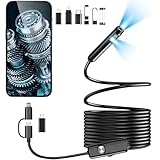 【2025最新型&300万画素】7.8mm極細ファイバースコープ デュアルレンズ IP68防水工業用内視鏡カメラ 8+1LED付き スマホ スコープ カメラ USB フルHD マイクロスコープ (iPhone/android/iPad)硬性ケーブル5M