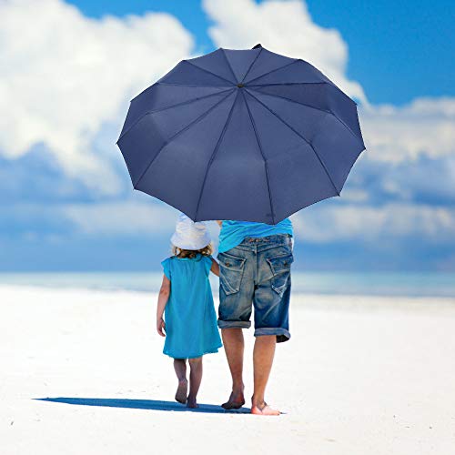 KKmoon 12 Costelas Guarda-chuva dobrável à prova de vento para viagem Guarda-chuva de golfe Canopy c