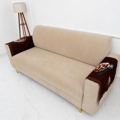 Image of Homerz Premium 'Luxe Series' Holland Velvet Sofa Cover | Smooth Finish | Anti-Skid Fleece Backing | Soft Touch Couch Seater Protector for Living Room Dustproof (Vase, 2 pc Armrest, Armrest)