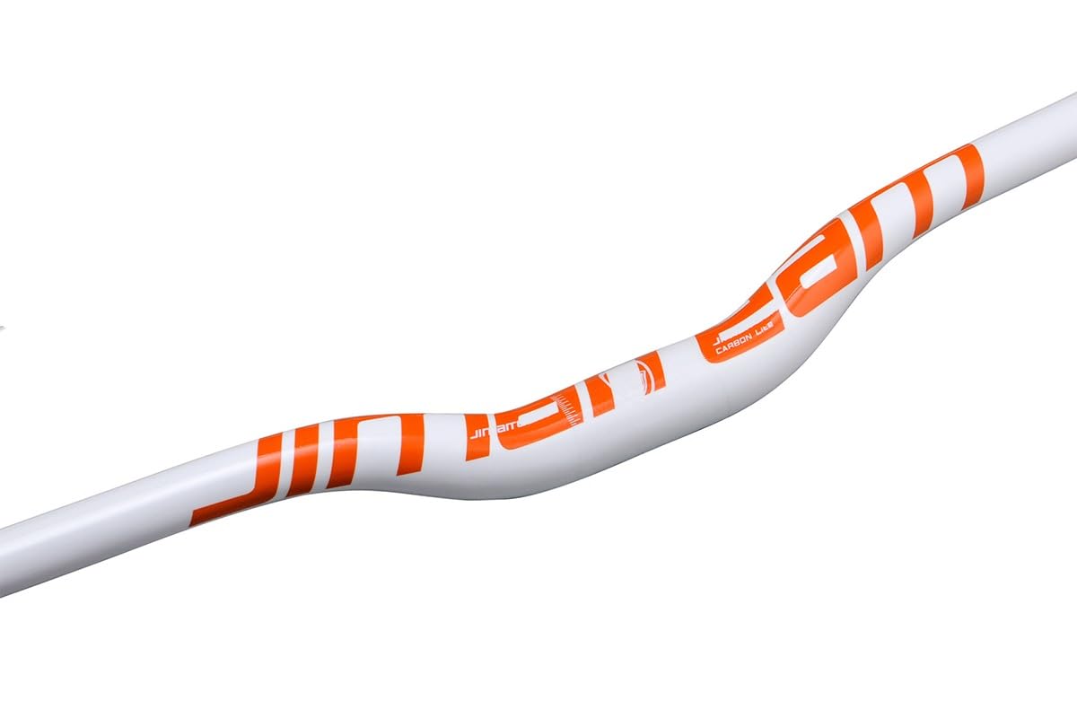 FukkeR MTB Lenker 31,8mm Fahrradlenker 580/600/620/640/660/680/700/720/740/760mm Riser Bars Vollcarbon für Rennrad Downhill BMX Mountainbike Lenkerbügel (Color : White Orange, Size : 760mm)