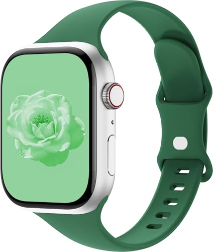 Image of Thin Silicone Band Compatible with Apple Watch 41mm 38mm 40mm 46mm 45mm 42mm 44mm, Slim Narrow Replacement Sport Strap Wristband for iWatch Series 11 10 9 8 7 6 5 4 SE Ultra 3 2 1 Women Men