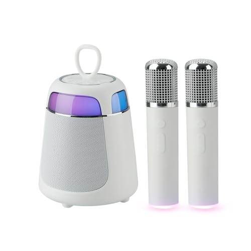 10w Karaoke Machine 5.3 Bluetooth,Portable Speaker Bluetooth with 2 Wireless Microphones and Light,Mini Karaoke Machine for Adults&Kids with Pa System Supports USB/Tf/Aux