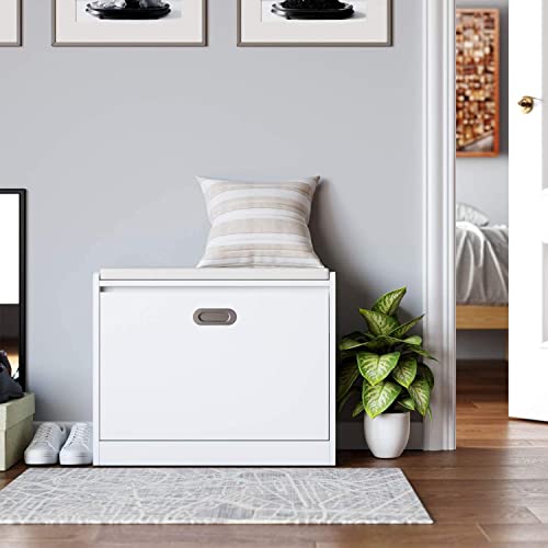 Banc à chaussures avec coussin d'assise et meuble de rangement - 7