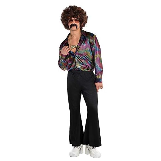 amscan mens Retro Disco Shirt Adult Standard 1 Pc, N/A., Small-Medium US