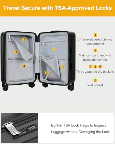 Valise rigide 4 roulettes multidirectionnelles MGB et poignée télescopique