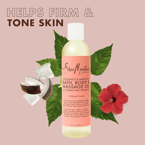 SheaMoisture Bath, Body & Massage Oil, Coconut & Hibiscus, 2-Pack – Illuminating Moisturizer for Dry Skin, 8 Oz Ea - Image 6