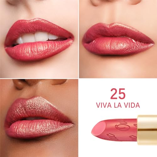 OULAC Orange Metallic Shine Lipstick, Coral Glitter Long Lasting Lipsticks, Ultra Hydrating, High Pigment and Lightweight - Image 4