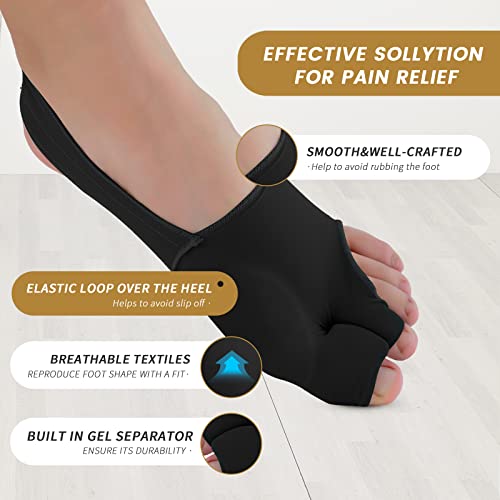 Huninpr Bunion Corrector & Bunion Relief Protector Sleeves Kit-3 Pack Set,Non-Surgical Hallux Valgus Correction, Big Toe Separator, Straightener Pain Relief(Black)