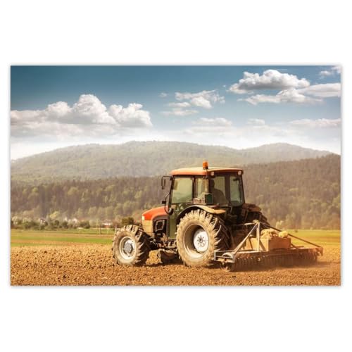 Poster ferme avec tracteur pour décoration murale salon rustique