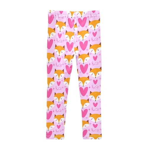 Girls Leggings Size 4T Cartoon Fox Pink Soft Stretchy Pants Breathable Girl Clothes for School Dance2