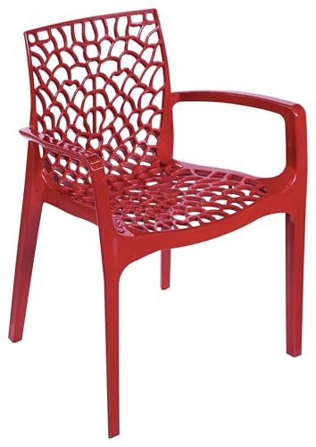 METRO Professional Fauteuil de Terrasse Maurage, Empilable, Plastique, 56.5 x 55 x 81 cm, Rouge