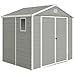Outsunny Gerätehaus 4,1m², Geräteschuppen mit Satteldach, 240 x 190 x 228 cm, Kunststoff Gartenchuppen mit Abschließbar Tür Belüftungsöffnung Fenster Fundament, Gartenhaus für Garten Hellgrau
