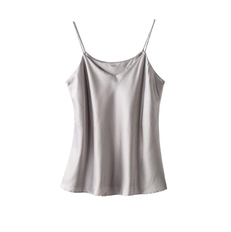 Camisole D'Été En Soie Double Épaisseur De Couleur Unie Pour Femmes, Débardeur Bandeau Sexy À Col En V
