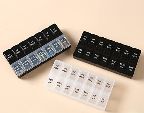 Weekly 7 Day Large Pill Organizer, Travel Pill Box, Pill Case, Medicine Organizer, Pill Container, Pill Box 7 Day, Pill Dispenser, Medication Organizer, Pill Organizer Weekly (White) #TOP7