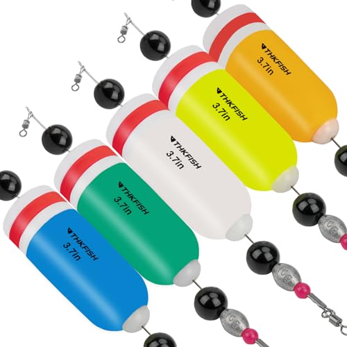 THKFISH Fishing Bobbers Fishing Floats Weighted Bobbers for Fishing Popping Cork Float Rig Rattle Popping Cork Weighted Popping Floats Saltwater Fishing Tackle MIX-3-7IN-5PCS