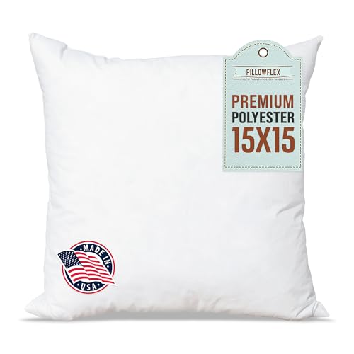 Pillowflex Premium Polyester Pillow Insert - 15x15 Soft Decorative Pillow