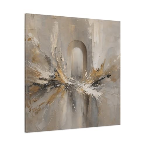 Toile arche abstraite dorée premium avec châssis robuste de 3 cm