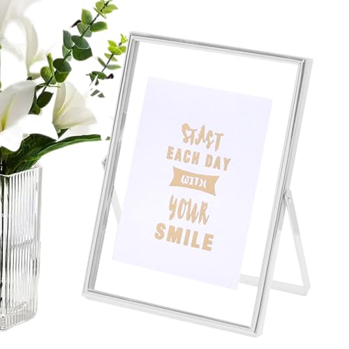 Cornice portafoto da tavolo – cornice flottante, 8 pollici, cornice per foto di famiglia galleggiante, cornice in metallo rotante, supporto per foto da 8 pollici trasparente