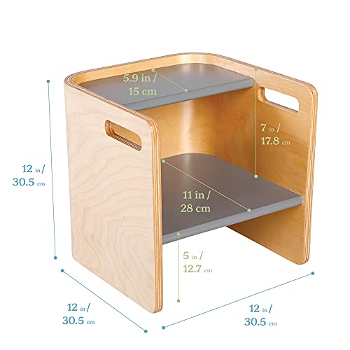 Image of ECR4Kids Bentwood Multipurpose Toddler Cube Chair, Montessori Furniture, Natural /Grey