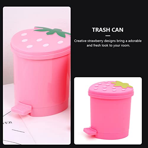 Bote de basura mini con tapa para escritorio color rosa miniatura 5