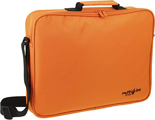Grafoplas - Bandolera Escolar Colección Multiline, 38x28x6cm, Mochila con Bolsillo Interior para Tarjeta Personalizada, Cremallera Doble y Correa Ajustable, Asa de Transporte, Color Naranja