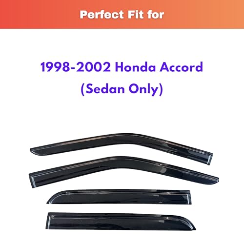 Image of KPY Rain Guards Fit for 1998-2002 Honda Accord, Out-Channel Window Visors Vent Wind Deflectors 4PC, Car Accessories for 98-02 Accord (Sedan Only)