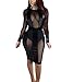 AVINE Women's Sexy Mesh See Through Bodycon Clubwear Dress (Small, Black 2)