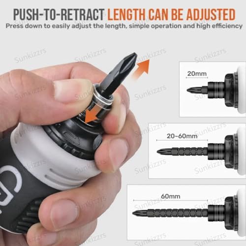 Image of Sunkizzrs 34 in 1 Ratchet Screwdriver Semi-Automatic Ratchet Telescopic Screw Driver Screwdriver Set Ratchet Combination Professional Multi Functional Tool Kit With Magnetizer /Demagnetizer