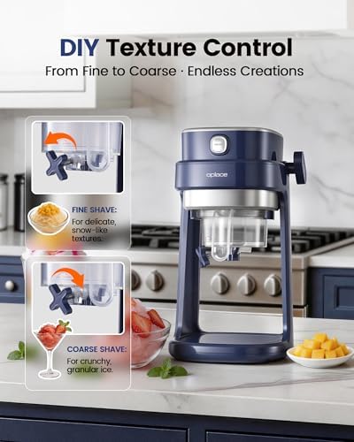Oplace Shaved Ice Machine for Home, Electric Ice Shaver with 3 Ice Molds | Snow Cone Maker with Blade Adjustment for Slushies, One-Press Operation, Bingsu, Frozen Desserts, Fast Crushing (Blue) — view 2
