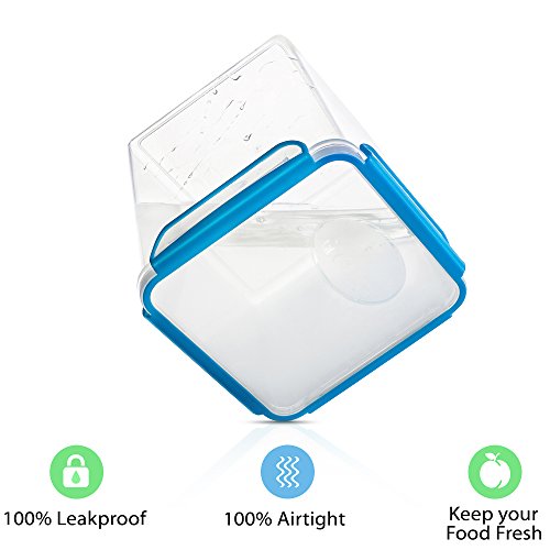 4 Large Airtight Food Storage Containers for Flour, Sugar 142 ounces - Kitchen Pantry Plastic Containers - Air Tight Canisters Set With Locking Lids - 8 Labels, Marker and 4 Measuring Cups by GoodCups
