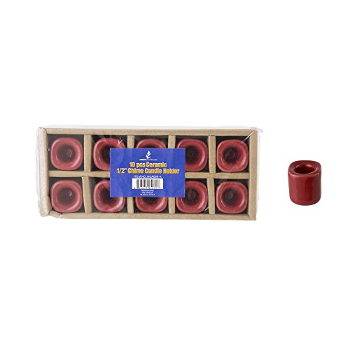 Mega Candles 10 pcs Red Ceramic Chime Ritual Spell Candle Holders, Great