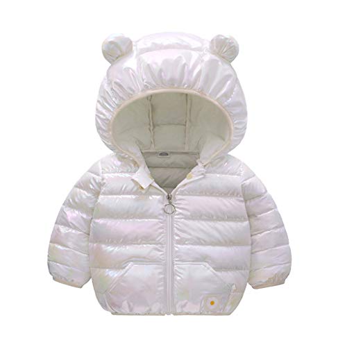 MOMFEI Infant Baby Fleece Winter Coat Jacket,Newborn Boys Girls Long Sleeve Warm Cartoon Hoodie Snowsuit Outfits White