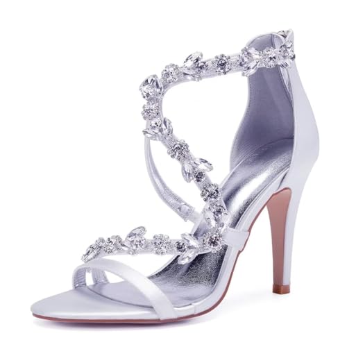 High Heel Wedding Shoes for Bride Open Toe Rhinestones Bridal Heeled Sandals Wedding High Heels product thumbnail 17