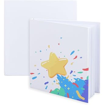 SUPERFINDINGS Set of 2 Hardcover Blank Books 14 x 13 cm with Thick Pages 24 Pages Craft Book for Writing Drawing Guest Book Personalised Sketchbook