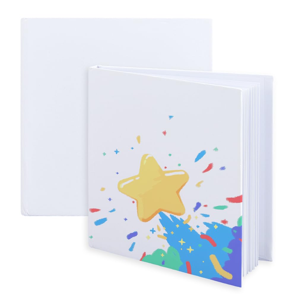 SUPERFINDINGS 2 Pack Hardcover Blank Book 14x13x0.85cm Blank Board Books 24 Pages Chunky Thick Pages Books Hardcover Sketchbooks Journal Make Your Own Book Ideal for Write Reading Drawing Guestbook