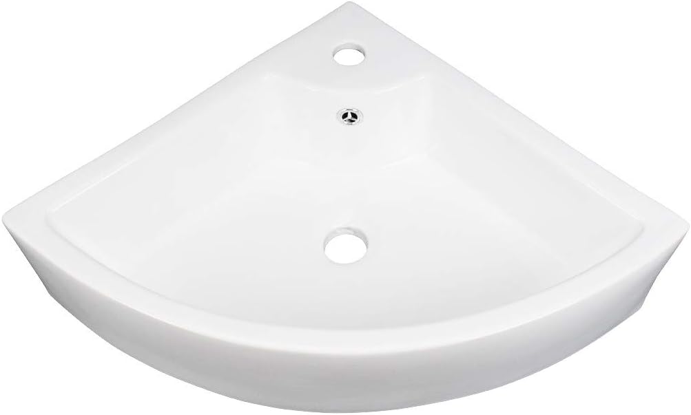 🔥 Crazy Deals Hudson 25 7/8 W Corner Countertop Vessel Bathroom Sink White Triangular Bowl With Overflow And Single Faucet Hole Heavy Duty Porcelain Above Counter Vanity Sink Renovators Supply Manufacturing