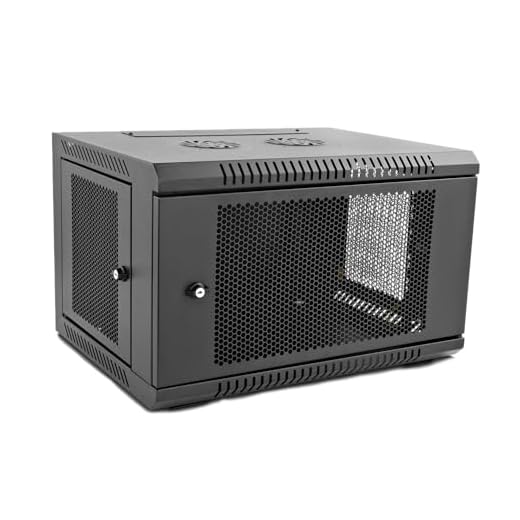 V7 RMWC6U-1N 6U Wall Mount Rack Cabinet Enclosure (Fully assembled, vented door, adjustable mounting rails, cold rolled steel, 5 year warranty), Black