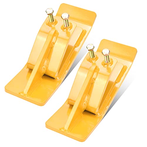 Tractor Bucket Protector(Upgraded Version) 2 Pcs Ski Edge Protector Turf Tamer Skid Protector with Grade8.8 Double Lock Nuts and Bolts Heavy Duty Steel for Snow Removal Spreading Gravel Yellow