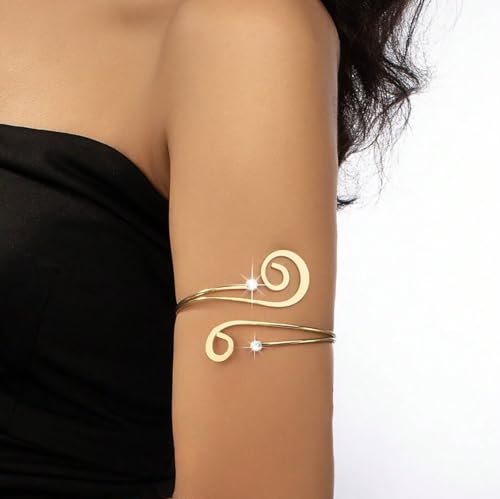 Itsstarred ACB002 6Pcs Upper Arm Cuff Bracelets For Women - Upper Arm Cuff Set Gold, Arm Cuff Jewelry For Women Teardrop Sun Moon Wave Hammered Arm Cuff thumb #4