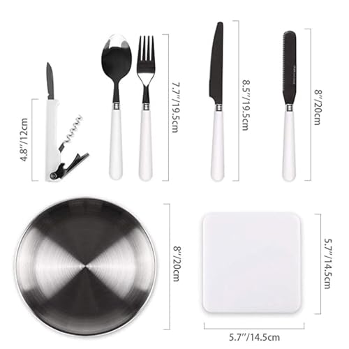 Ustensiles de camping en acier inoxydable avec assiettes et nappe - 5